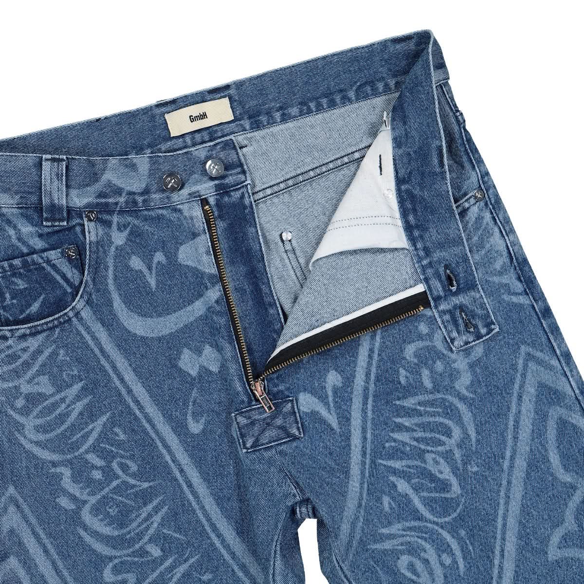 5 Pocket Denim Trousers With Print - Image 6