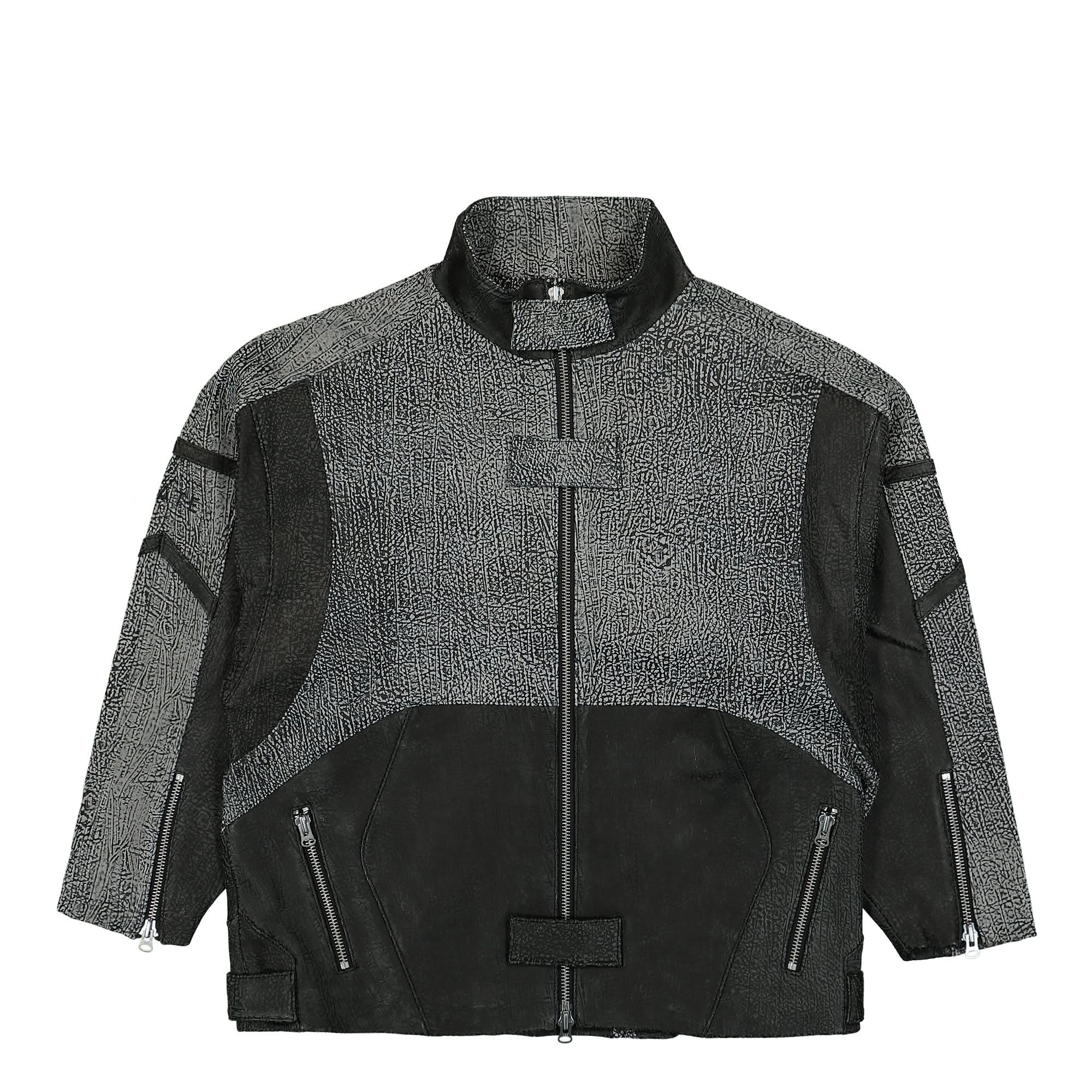 Panelled Hooded Leather Jacket