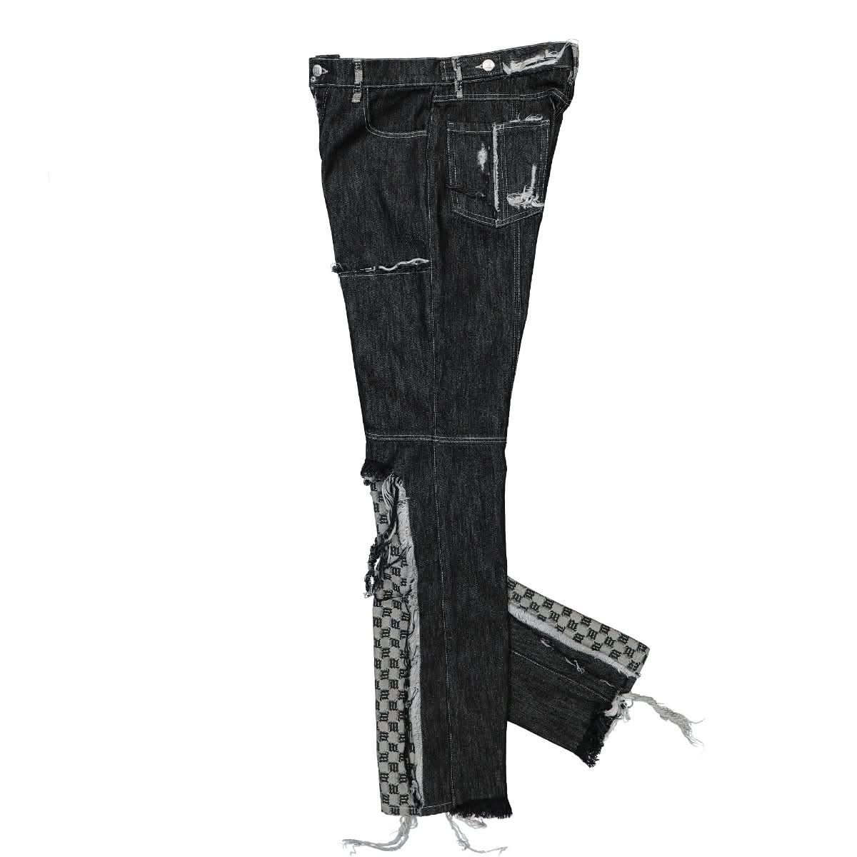 Flared Patchwork Denim Trousers - Image 3