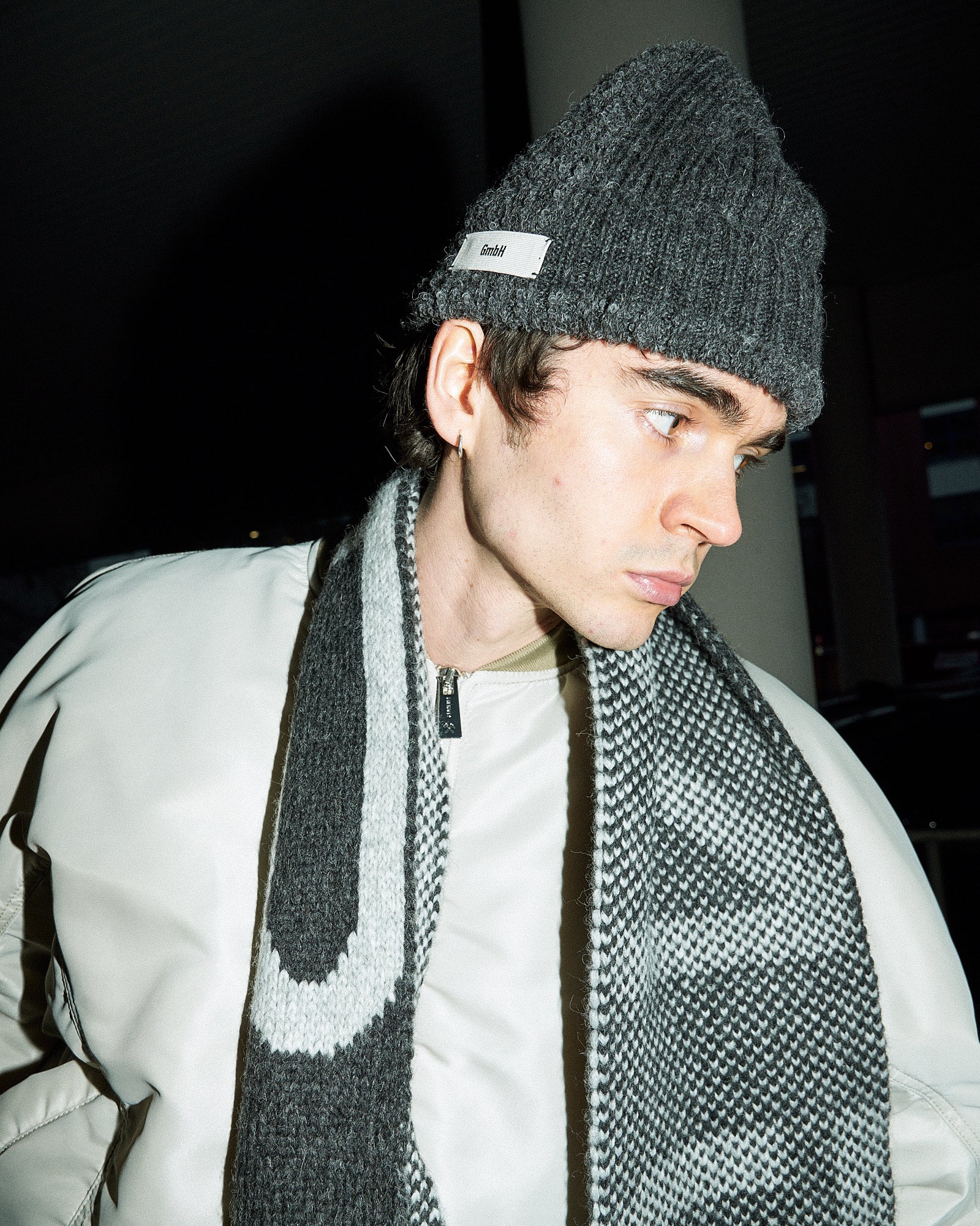 Knitted Colour Blocked Beanie - Image 2