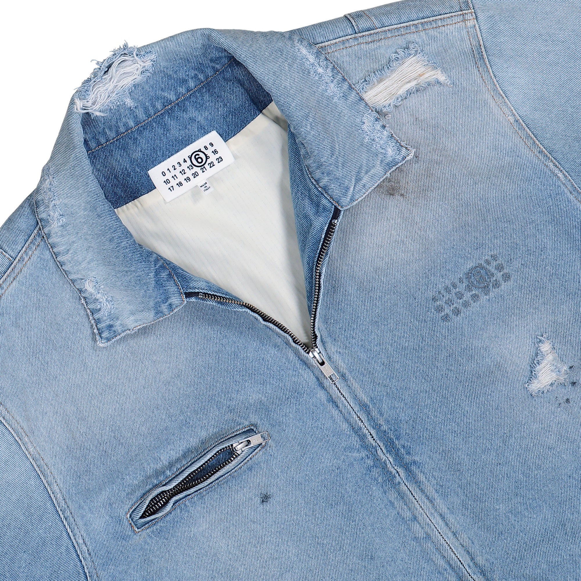 Denim Distressed Zip-Up Jacket - Image 3