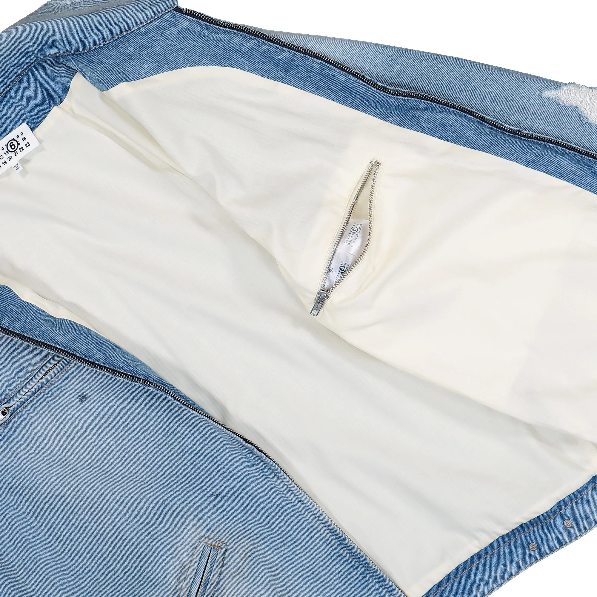 Denim Distressed Zip-Up Jacket - Image 5