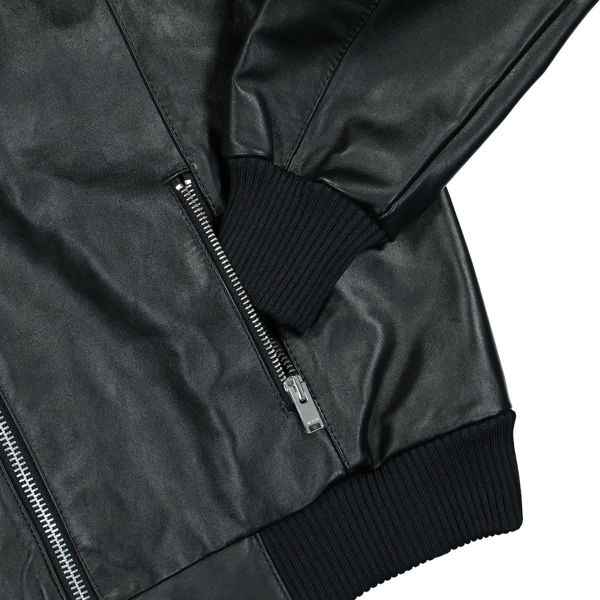 Oversized Leather Bomber Jacket - Image 4
