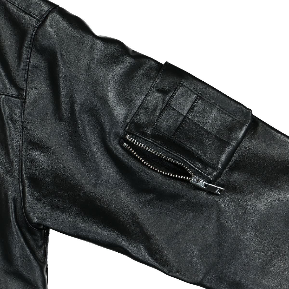 Oversized Leather Bomber Jacket - Image 5
