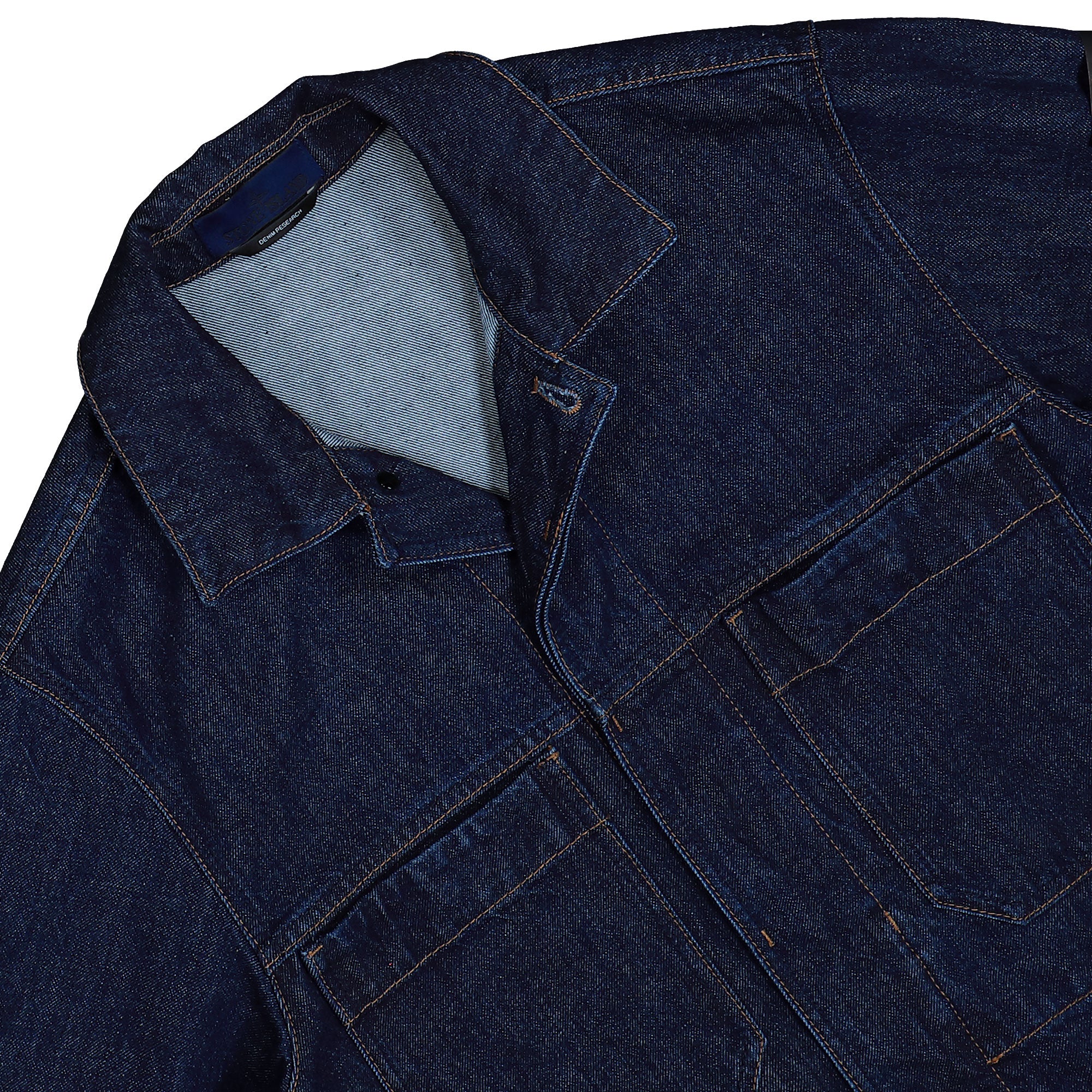 Indigo Denim Rinsed Biker Jacket - Image 3