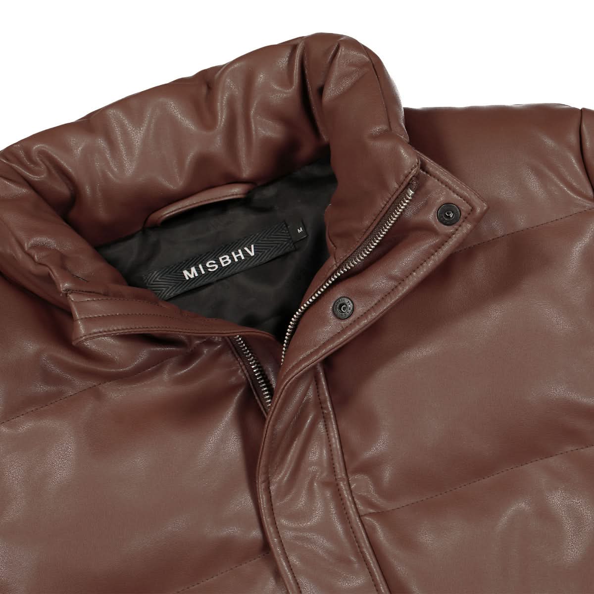 Vegan Leather Campus Puffer Jacket - Image 3